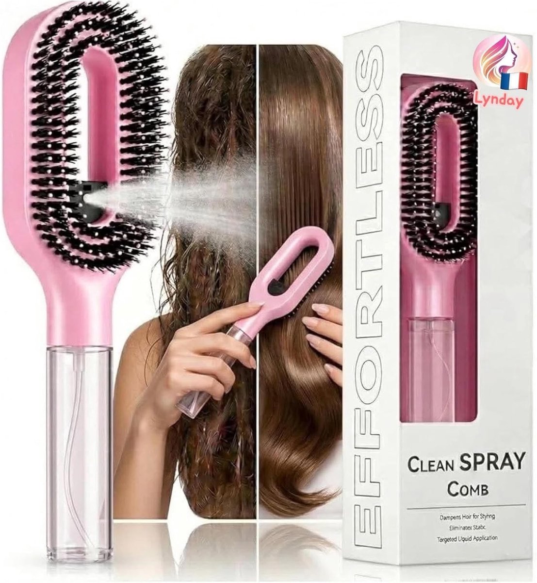 SnelShoppen - Anti-Pull Borstel met Geïntegreerde Spray voor Dun en Broos Haar, Antistatisch, Scalp Massage, 2-in-1 Hydraterende Spray, Lichtgewicht,