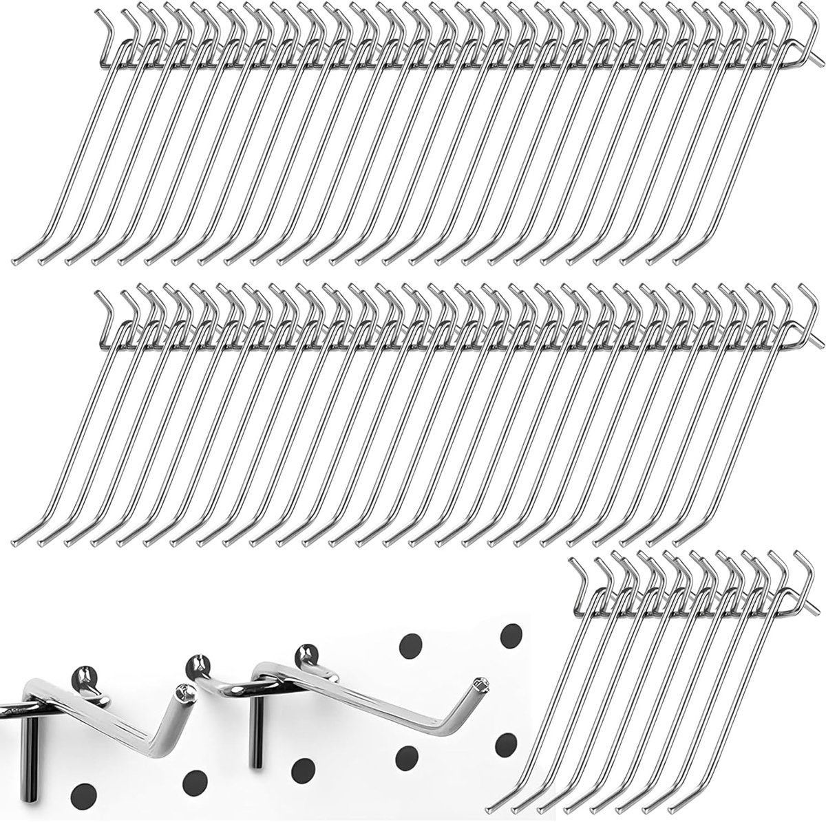 SnelShoppen - 60 Pcs Hole Wall Hooks - Duurzame Metalen Haakjes voor Gereedschap - 2.8 cm Gatafstand - Ideaal voor Werkplaats, Garage en Bouwruimtes