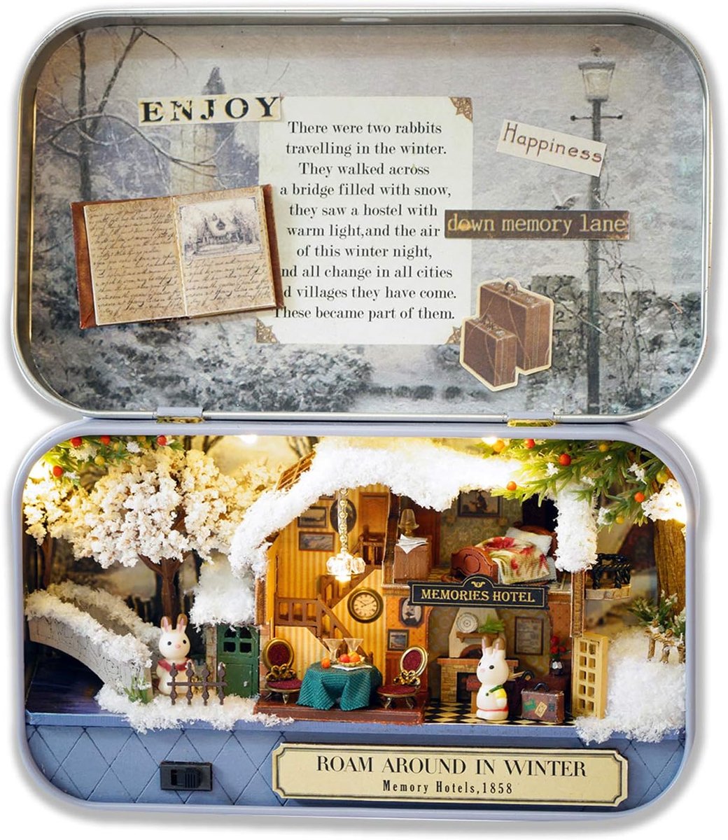 SnelShoppen - DIY Miniatuur Box Huis Kit - Creatief Handgemaakt Mini Theater in Doos - Winter Leven - Veilige Materialen - Perfecte Cadeau voor Vrouwe