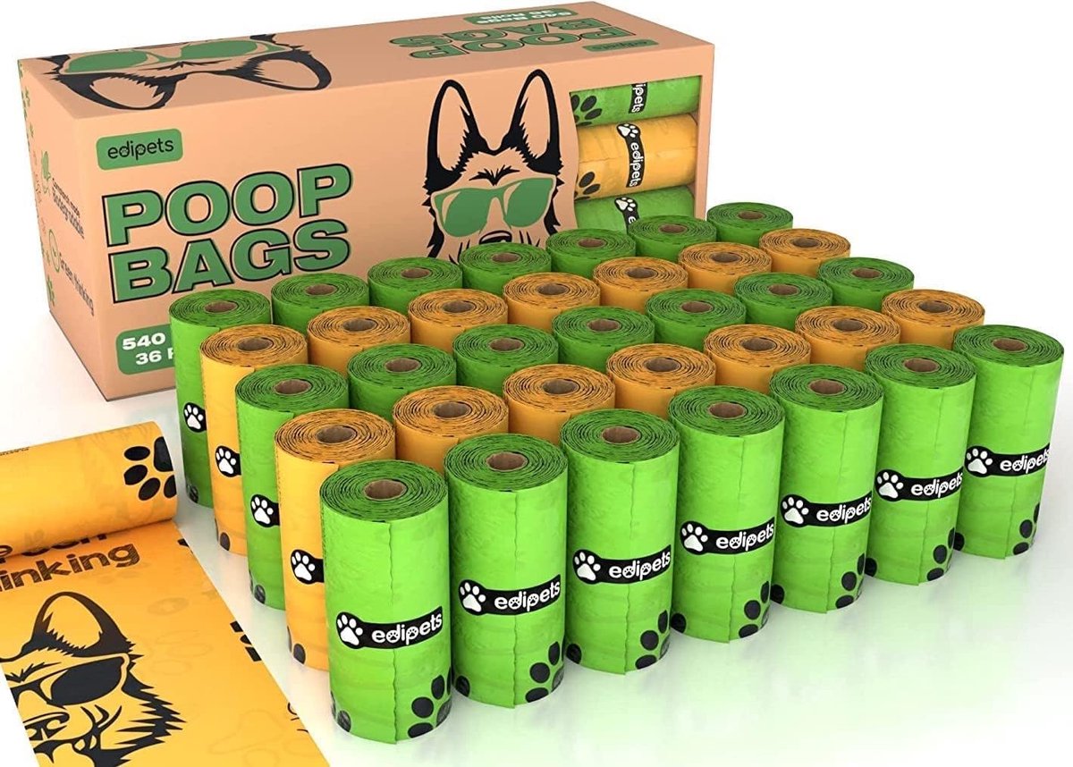 SnelShoppen - Biodegradable Dog Poop Bags, Extra Thick Leak-Proof, 405 of 540 Stuks, 27 Rolls, Ideaal Voor Grote Honden, Hondentoebehoren