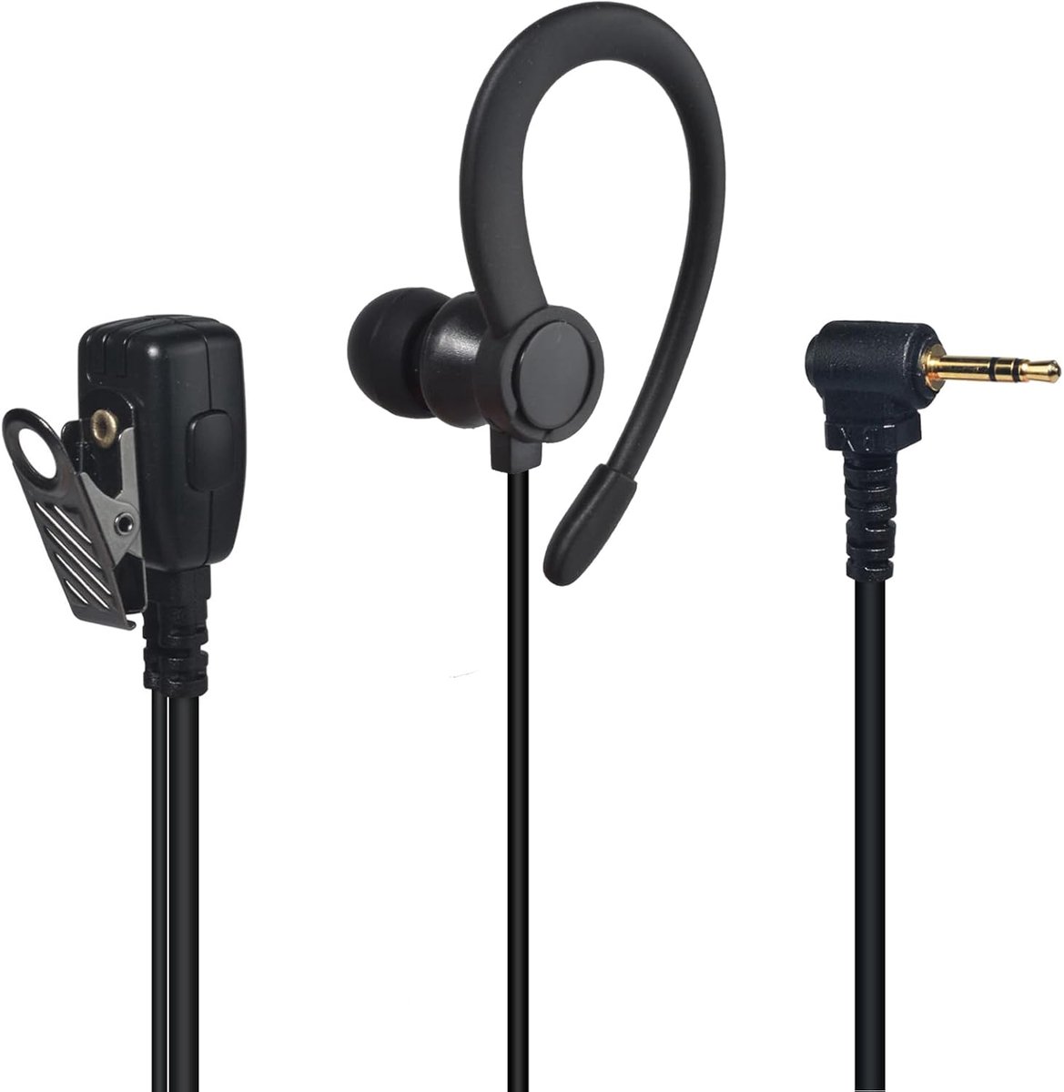 SnelShoppen - 2.5mm G-Vormige Radio Oordopjes voor Twee-Wege Radios, Earpiece met PTT Microfoon voor T62, T82, T82 Extreme, T92, T92 H2O - Zwart, Comf