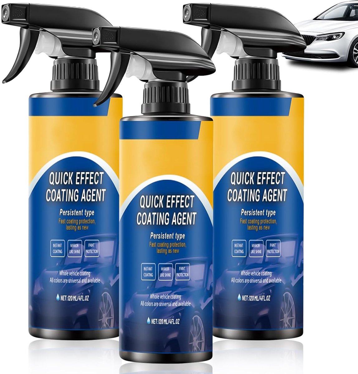 SnelShoppen - Quick Effect Coating Agent voor Auto - 3 Stuks Coating Spray, Multifunctionele Snelle Actie Coating, Krassen Verwijderaar, Waterdicht, A