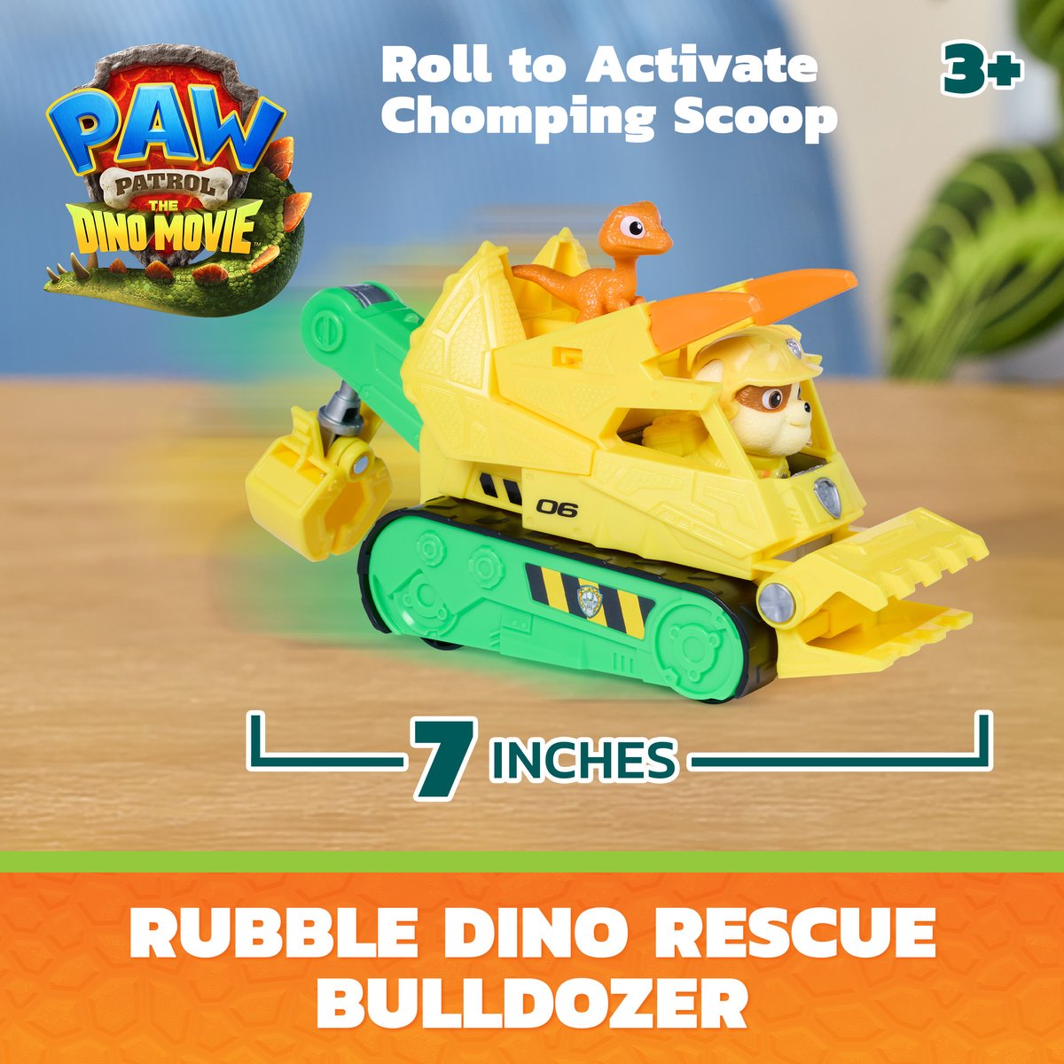 PAW Patrol - De Dinofilm - Dino Rescue Rubble's Dino Rescue Bulldozer Voertuig - Met Hapactie, bewegende klauw en 2 actiefiguren — cadeau in Spellen & Speelgoed - foto 8