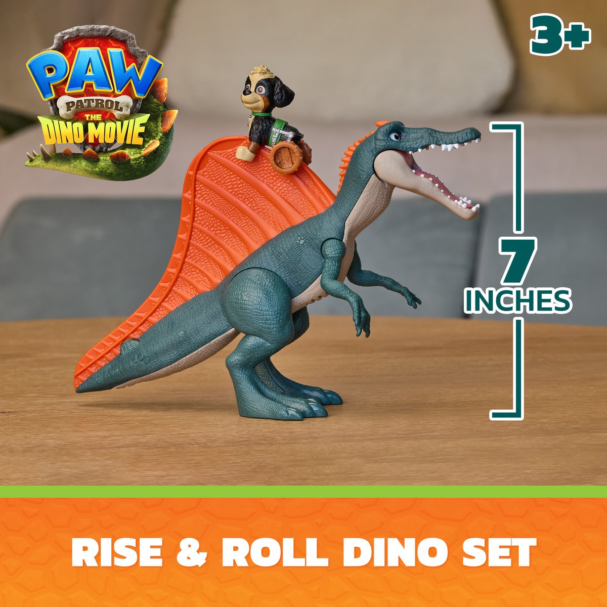 PAW Patrol - De Dino Film - Rise & Roll Dino Set - Spinosaurus van 17,7 cm met geluiden en Rex-actiefiguur — cadeau in Spellen & Speelgoed - foto 7