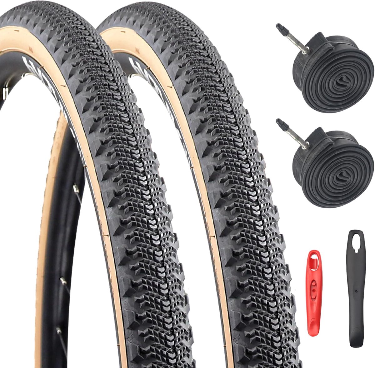 SnelShoppen - Fietsbanden 700x42C met Binnenband voor Racefietsen, Gravel, Hybride, Toer- en E-bikes - Hoogwaardige Butylrubber en 40 PSI Max