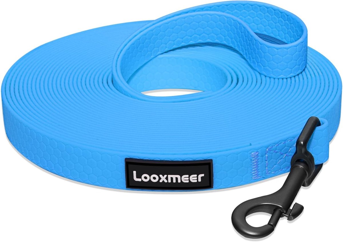 SnelShoppen - Hondenlijn 3m/5m/7m/10m/15m/20m/25m/30m - Robuuste Trainingslijn met Opbergtas, Polsband, Neon Blauw - Voor Kleine, Middelgrote en Grote