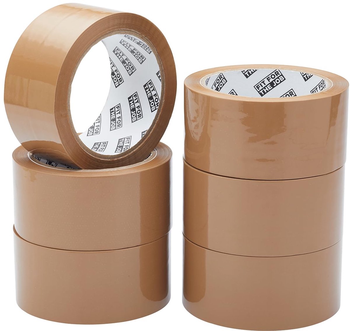 SnelShoppen - Heavy Duty Bruine Verpakkingstape - 48mm x 66m - 6 Rollen - Geluidsarme Algemene Doeleinden - Sterke Hechting voor Verhuizen en Verzende