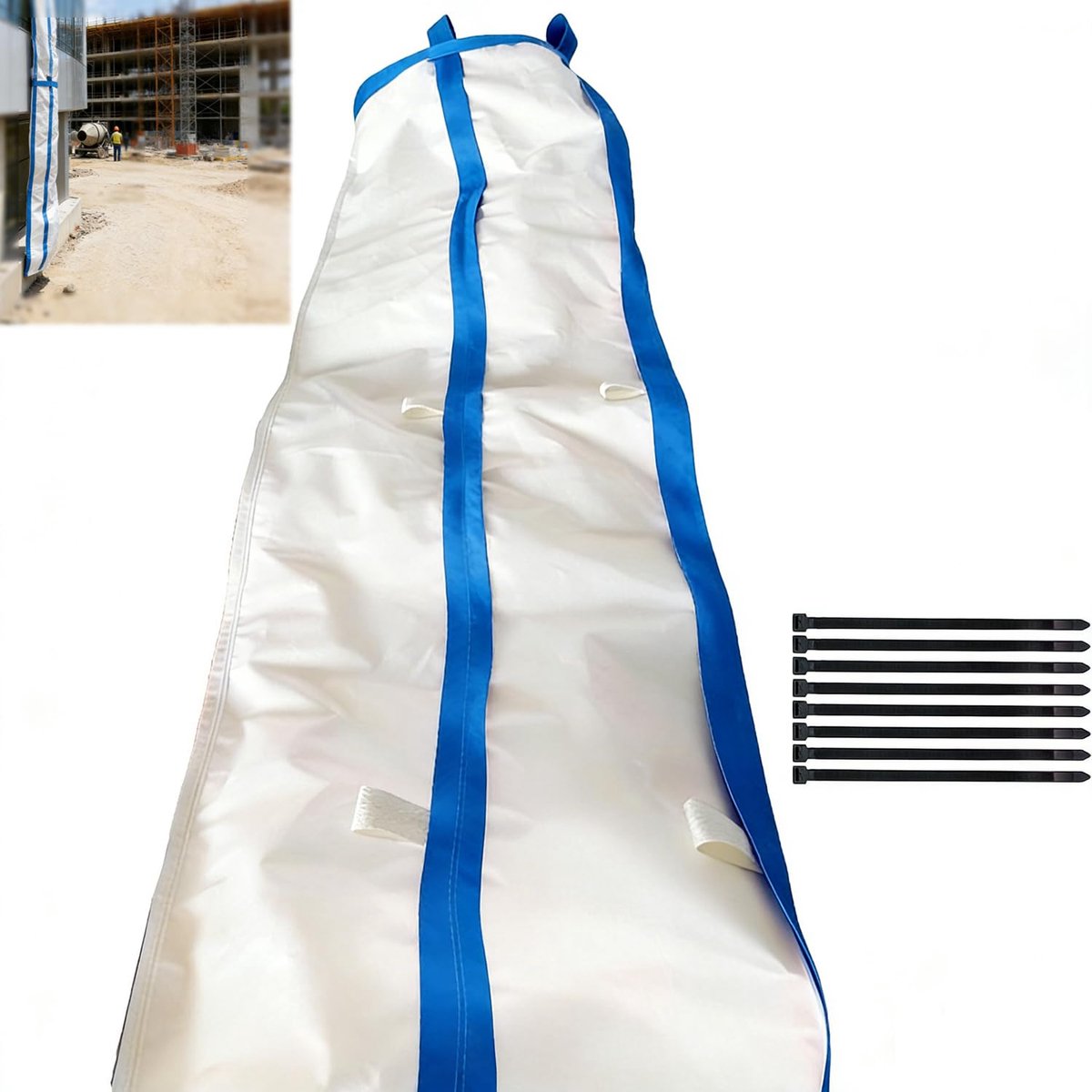 SnelShoppen - 300 cm Afvalglijbaan voor Bouwafval met 8 Kabelbinders - Blauw - Duurzaam Hoogwaardig Materiaal voor Transport van Cementafval en Bouwro