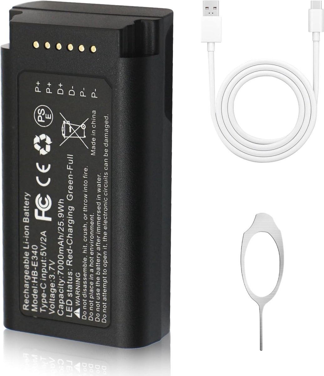 SnelShoppen - Oplaadbare Batterij voor Eufy Video Doorbell E340 C31 - 3.7V 7000mAh - Inclusief Type-C Oplaadkabel - Lange Levensduur, Betrouwbaar, Ide