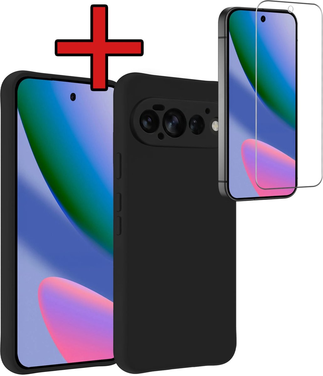 Hoesje - Met Screenprotector - Geschikt voor Google Pixel 11 Pro - Sterk & Shockproof - Telefoon Hoes - Back Cover - Siliconen Case - Telefoonhoes - Zwart