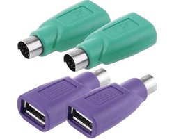USB A Adapter voor PS/2 Apparaten - Male naar Female Converter voor Toetsenbord en Muis, 4 Stuks, Compatibel met PS2 Jack en USB A Plug