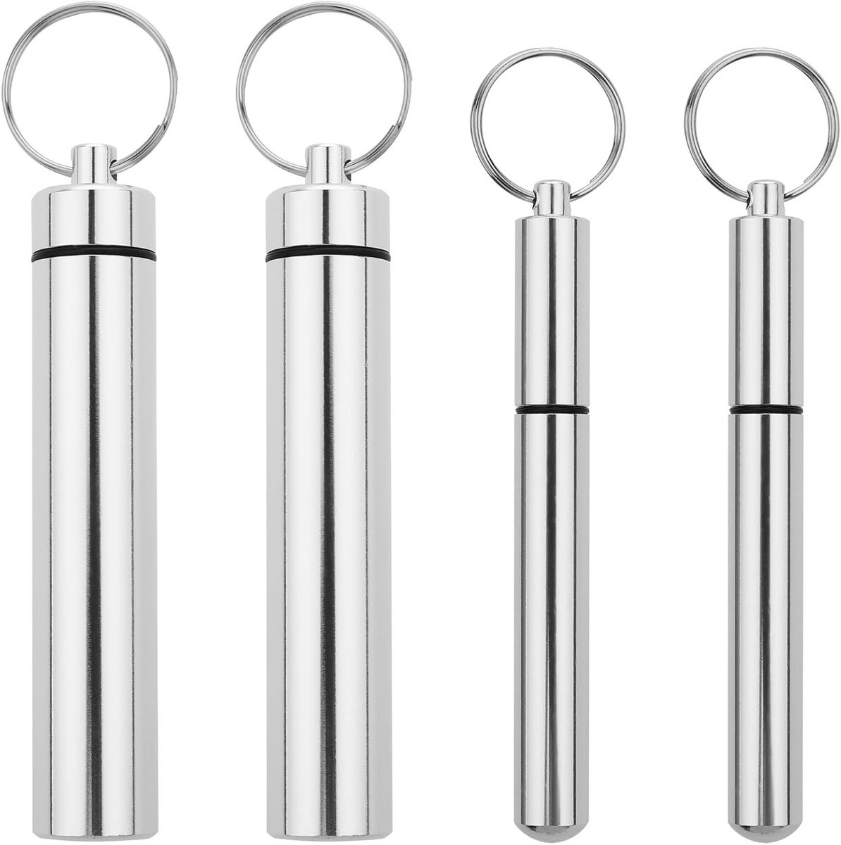 Draagbare tandenstokerhouder van aluminium, 4-delige set, waterdichte opbergdoos voor reizen, picknicks en kamperen