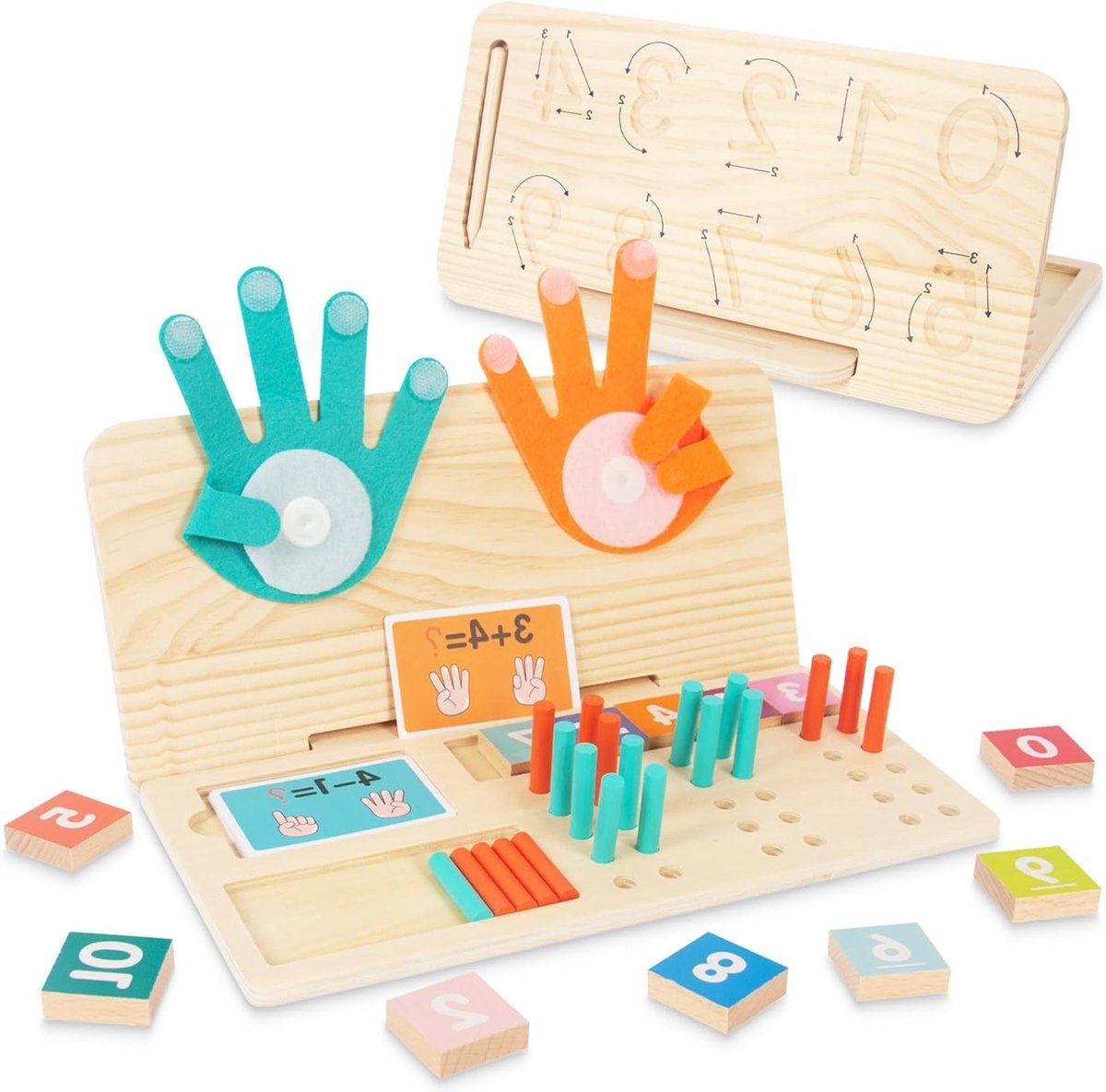 Montessori Houten Rekenspel voor Kinderen - Educatief Telspel 3-in-1 voor Leeftijd 3-6 Jaar, Leerzaam en Speels Ontwikkelingsspeelgoed