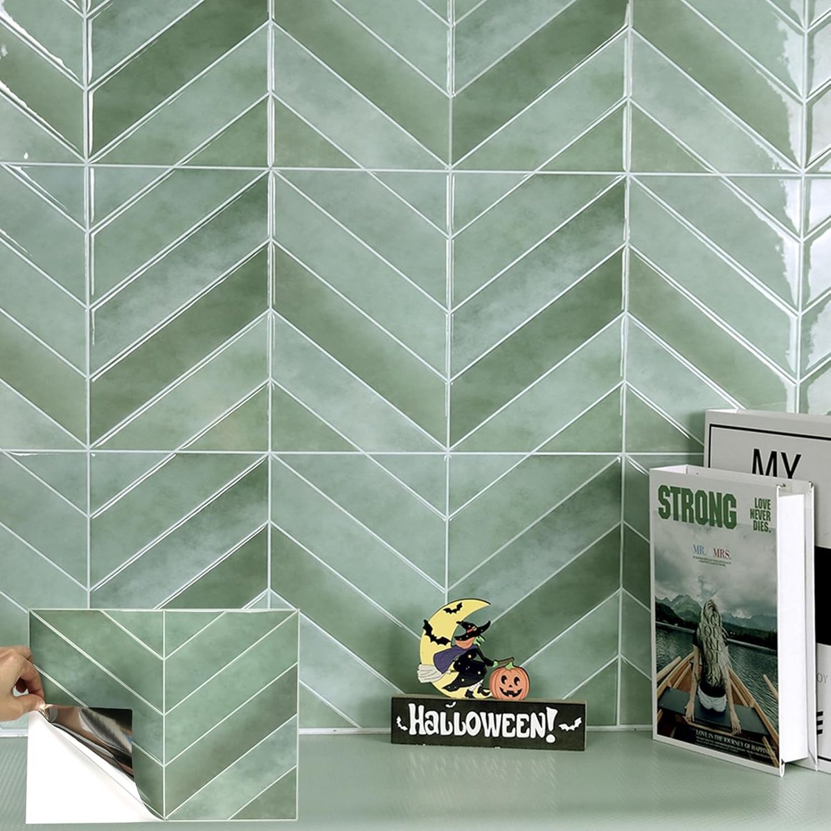 SnelShoppen - Zelfklevende Tegels Keuken 3D Herringbone Wandtegels 10 Stuks - Duurzame Wanddecoratie voor Keuken en Badkamer