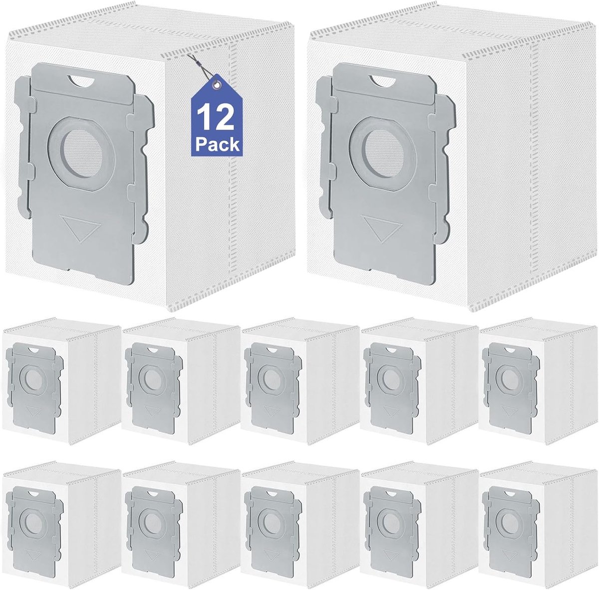 SnelShoppen - 12 Stuks Stofzakken voor Robotstofzuiger - Geschikt voor iRobot Roomba i7, i8, i3, s9 en meer - Met Automatische Stofafzuiging - Perfect