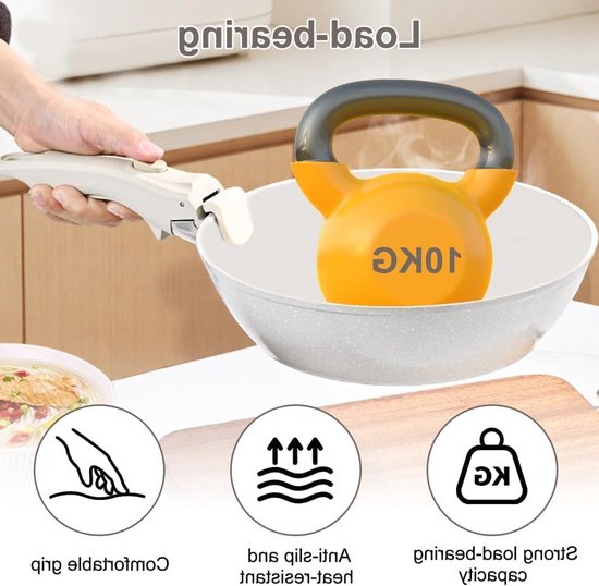 Verwijderbare pannengrepen - Pannengreep - Universele - Schroei- en hittebestendige handgreep - Vervangende handgrepen - antislip handgreep - Ergonomische verwijderbare handgrepen - zwart — afbeelding 4