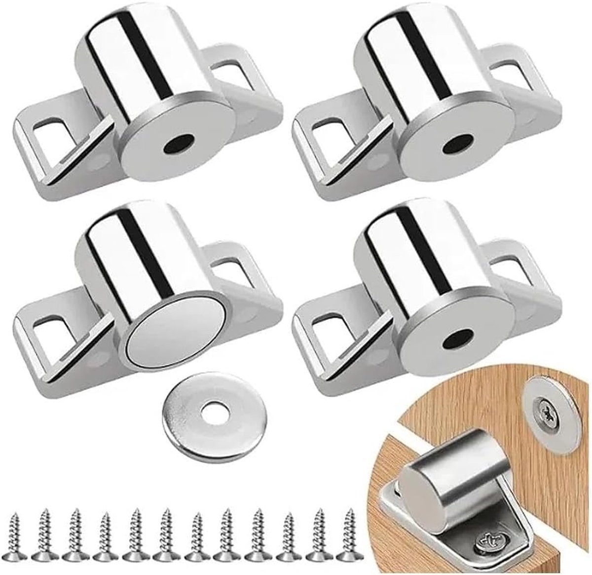 Set van 4 Magnetische Sluitingen voor Deuren en Meubels, Ideaal voor Kastdeuren en Kasten