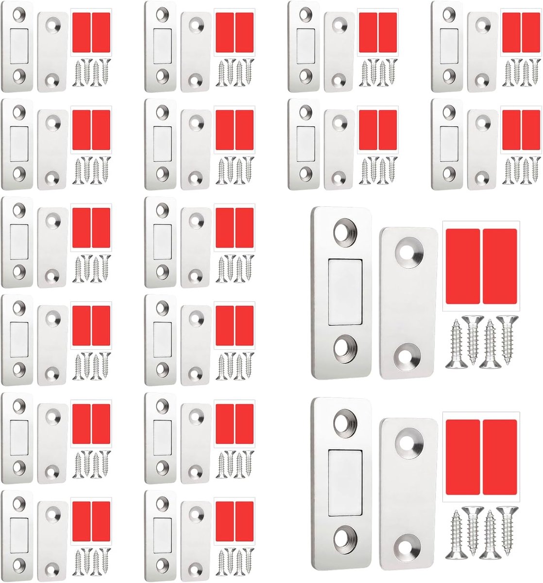 SnelShoppen - 16 Stuks Ultradunne Deurmagnets voor Kastdeuren, Zelfklevende Magnetische Deursluiter voor Laden, Keuken, Meubel Deuren, Zilver