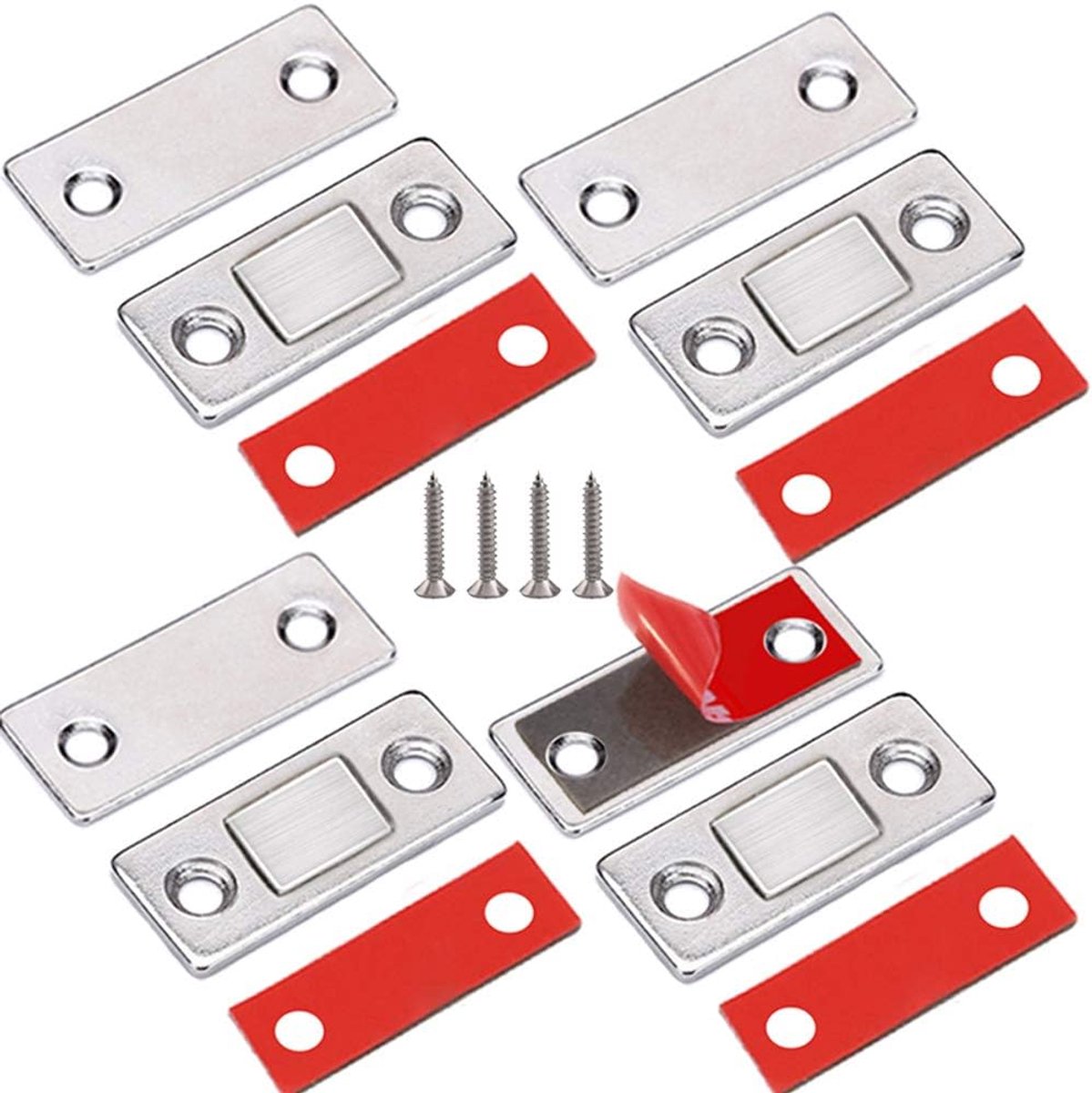 SnelShoppen - 4 Stuks Ultra Dunne Magnetische Deursluiting Keuken Kast Sluitingen RVS Magneten voor Laden en Ramen - Zilver