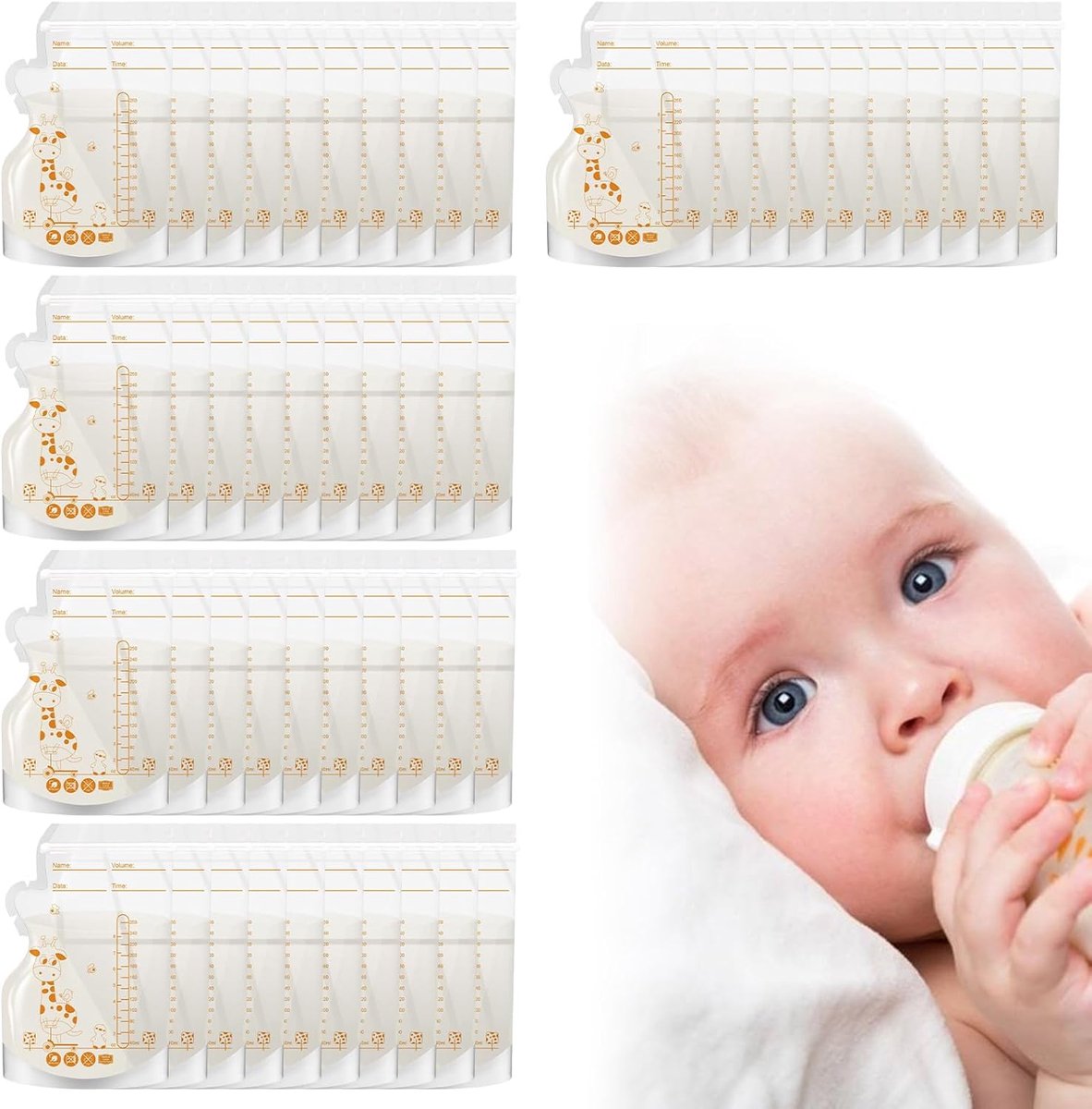 SnelShoppen - 250 ml Borstvoeding Opslagzakken - 200 Stuks - BPA Vrij - PET/LDPE - Handig voor Moeders - Koelkast & Vriezer - Milieuvriendelijk