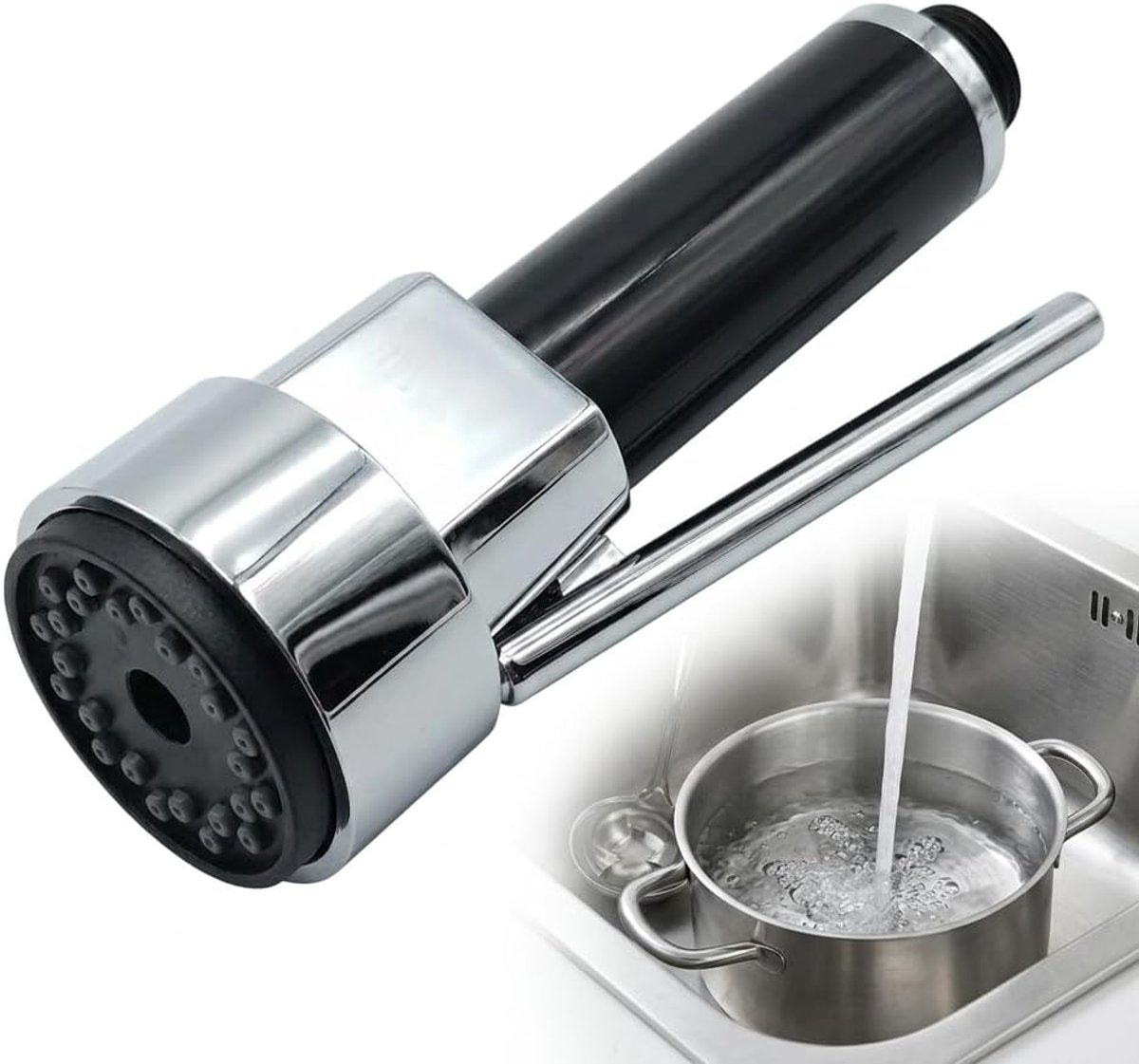 SnelShoppen - Keukenkraan met Uittrekbare Handdouche, 360° Draaiend, Chroom, Flexibele Mengkraan met 2 Stralingsmodi voor Keuken en Badkamer