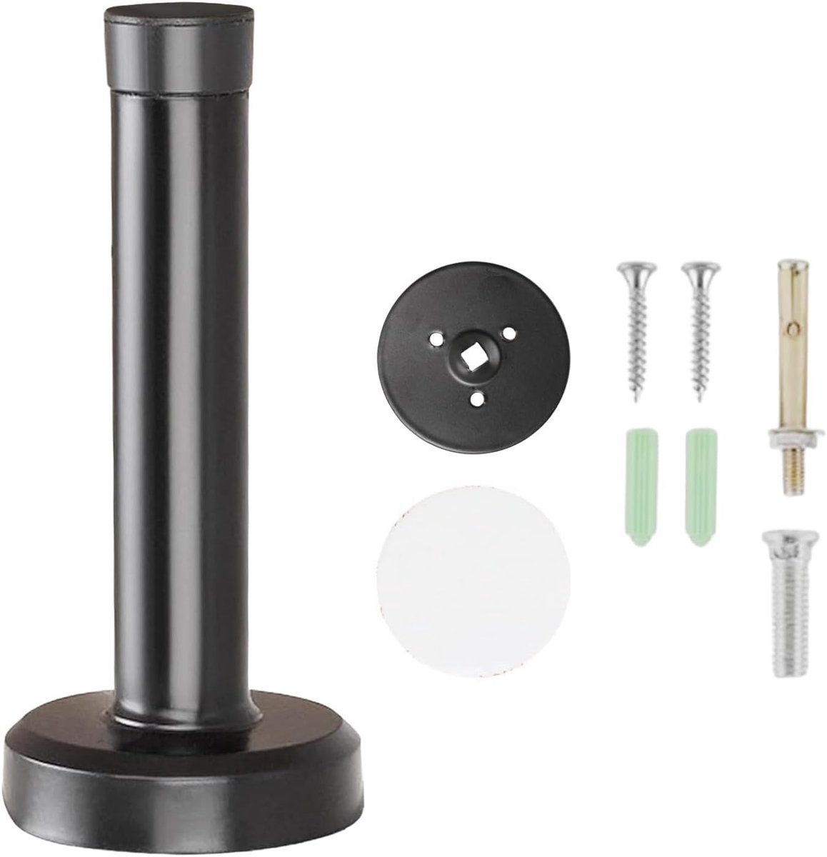 SnelShoppen - Premium RVS Deurstoppers met Rubber Ring - Zwart 15cm - Geluidsdempende Zware Deurstoppers voor Alle Deuren, Vloerbescherming, Wandbesch