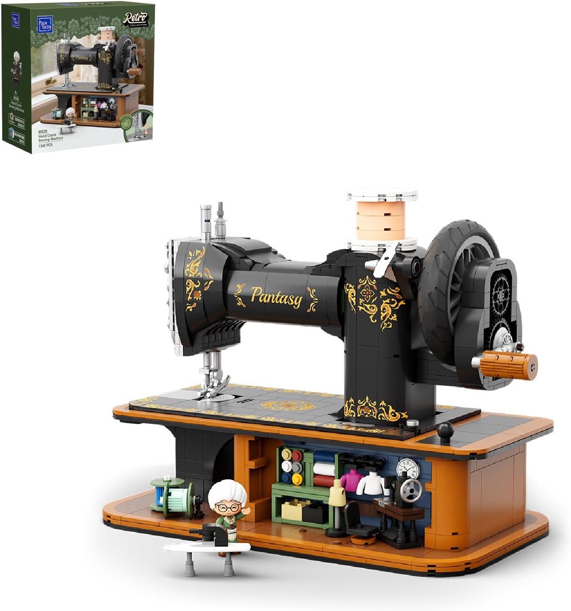 SnelShoppen - Vintage Naaimachine Model, Retro Handcrank met Werkende Tandwielen en Verborgen Mini Naaistudio, Ideaal voor Collectors en Decoratie
