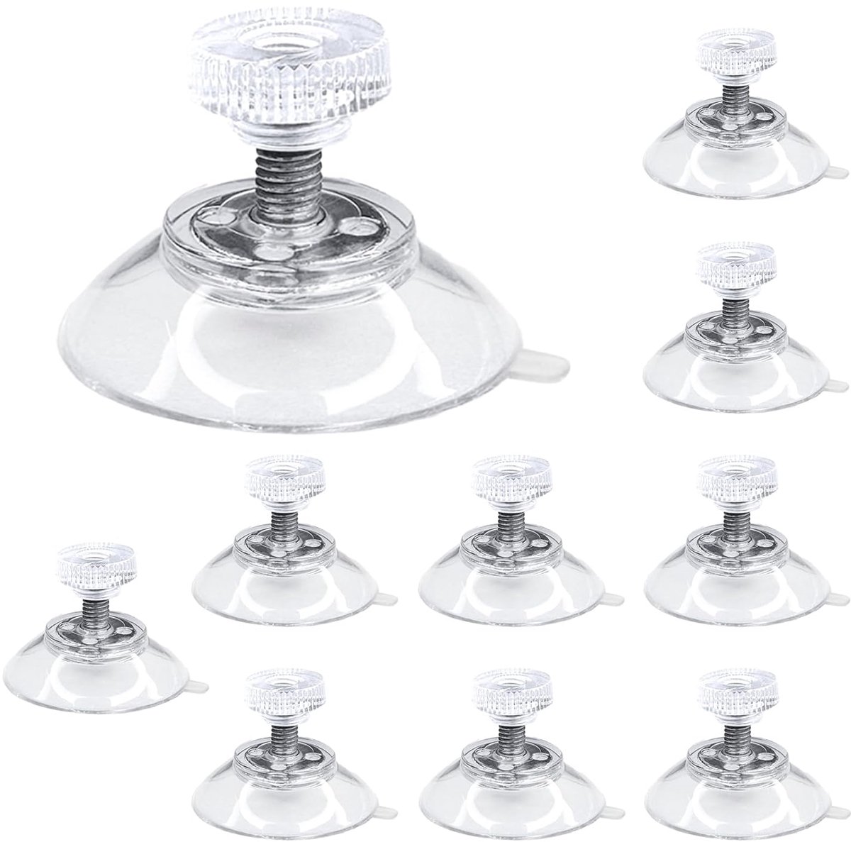 SnelShoppen - Pack van 10 Zuignappen voor Glas - 30 mm Suction Cups met Knurled Nut - Geen Boren Nodig - PVC voor Ramen, Auto's, Decoratie en Hangen