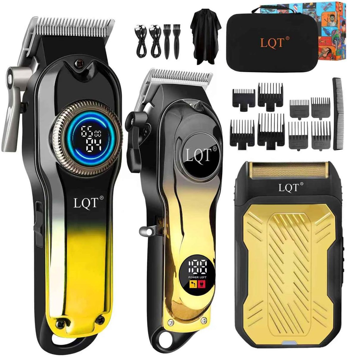 SnelShoppen - Professionele Haartrimmer Set voor Mannen - Draadloze Haartrimmer met LED Display - Perfect voor Knippen en Baardtrimmen - Ideaal Vaderd