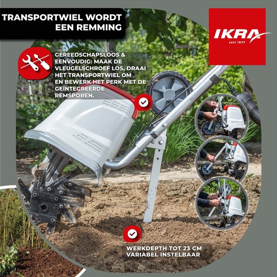 IKRA elektrische tuinfrees FEM 1500, 1.500 W, werkbreedte van 17 tot 45 cm en werkdiepte tot 23 cm van IKRA — afbeelding 5