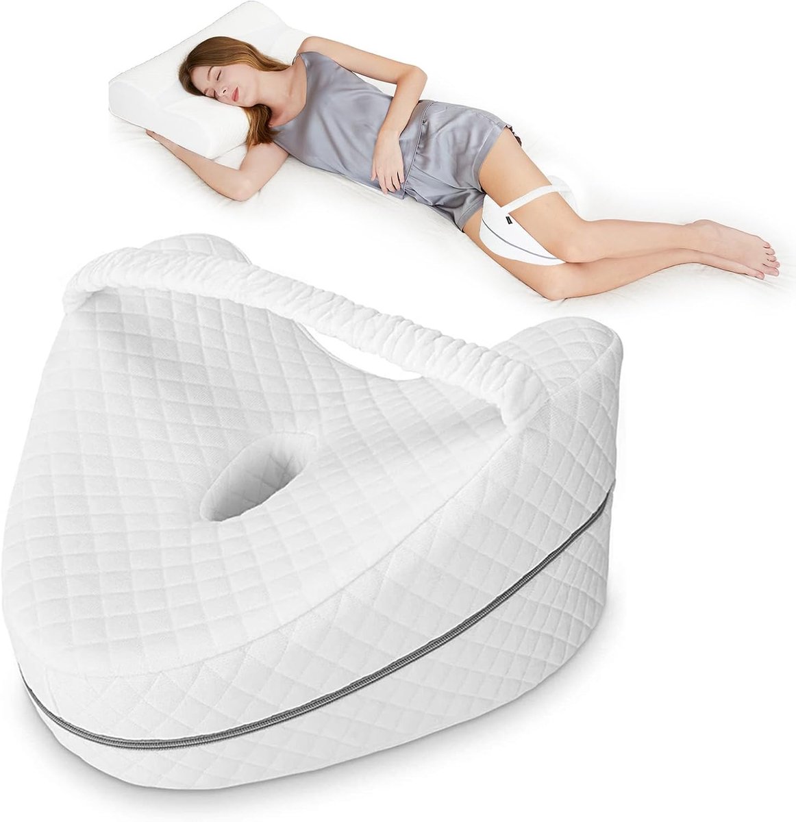SnelShoppen - Ergonomisch Kniekussen, Memory Foam Been Kussen voor Zijslapers, Ondersteuning voor Knieën, Heupen en Rug, Ideaal voor Zwangerschap, 26x