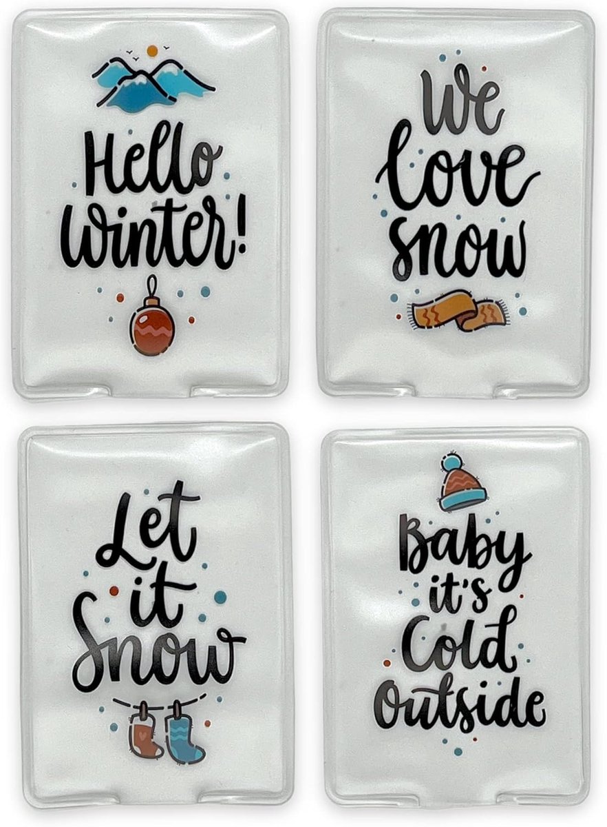SnelShoppen - Handwarmers Pocket Warmers Set van 4 - Herbruikbaar, Milieuvriendelijk, Instant Verhitting tot 55°C - Perfect voor Koud Weer, Camping, F