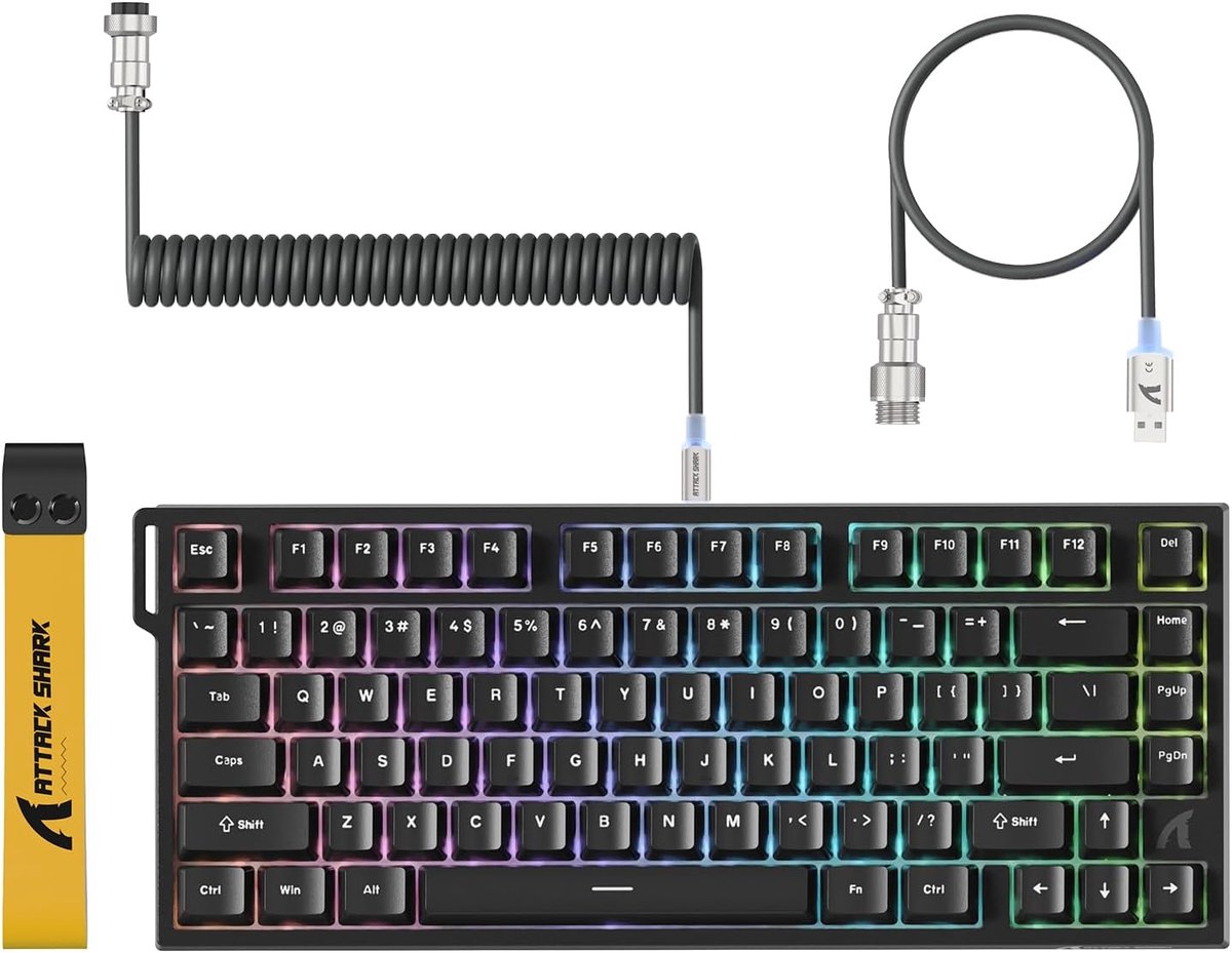 SnelShoppen - Gaming Toetsenbord HE Wired 75% met RGB Verlichting, 8000Hz Polling Rate, Magnetische Switches, 5-Laags Geluiddemping, Zwart