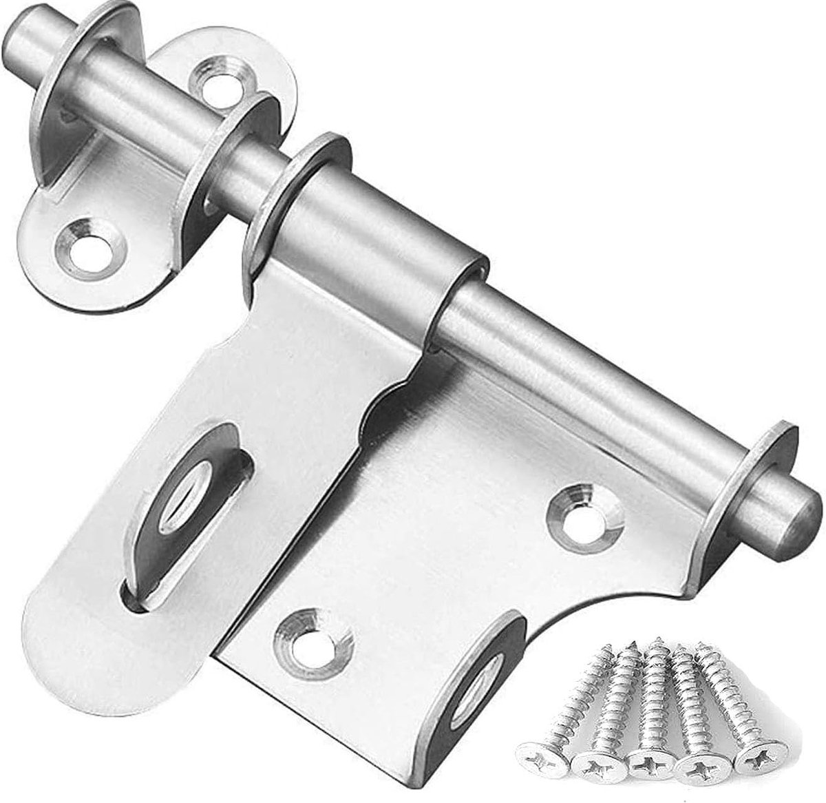 SnelShoppen - Sliding Gate Latch Lock met Hangslot Gat, Heavy Duty Tuindeur Bolt Latch voor Schuren, Houten Hekken en Tuindeuren 15.5cm (Zilver)
