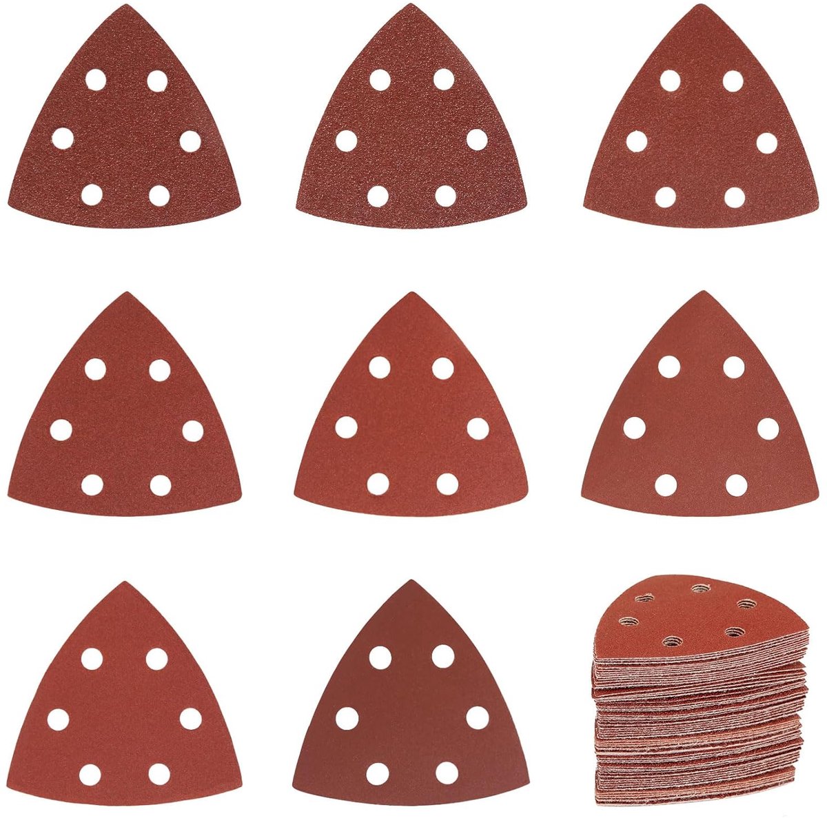 SnelShoppen - 120pcs Driehoekige Schuurpapier 93x93x93mm, 6-Hole Aluminium Oxide Schuurpapier voor Driehoekige Schuurmachine, 40-320 Korrels