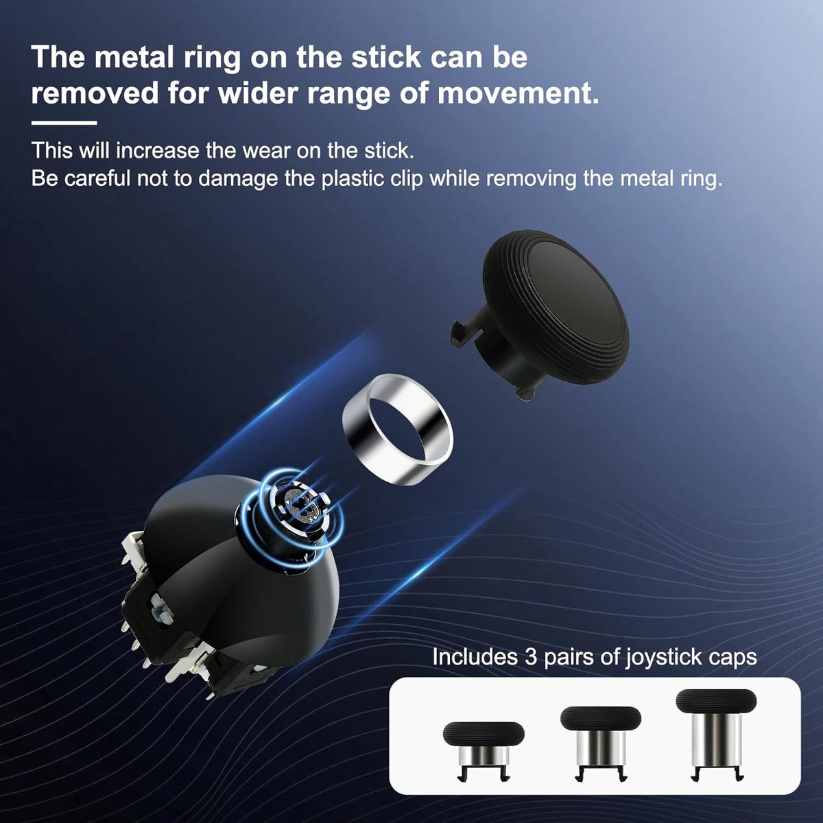 SnelShoppen - Elektromagnetische Joysticks Vervanging voor PS5 DualSense en Edge Controller, 720° Verstelbare Spanning, 3 Paar Duimstick Caps, Precisi thumbnail 3