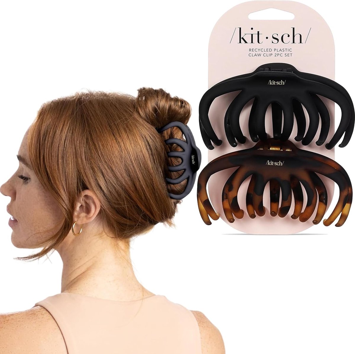 SnelShoppen - Kitsch Octopus Grote Haarclips voor Vrouwen - Schattige Claw Clips voor Dikker en Dunner Haar, 2 Stuks Zwart, Duurzaam en Sterk