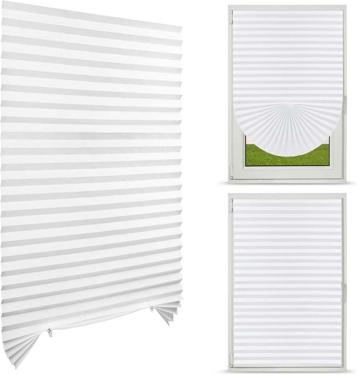 SnelShoppen - Plissé Gordijn voor Raam zonder Boren, 60 x 150 cm, Zwarte Uitvoering, Verduisterende Zonwering voor Binnen en Deuren, Ideaal voor Woonk