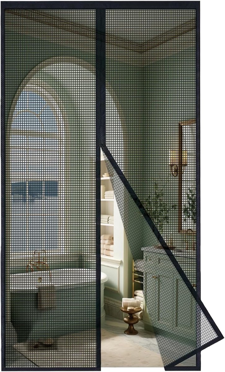 SnelShoppen - Magnetic Fly Screen Deur 100x230 cm - Vliegenhor Insectenbescherming - Glasvezel Materiaal - Geen Boren - Ideaal voor Patio, Woonkamer,