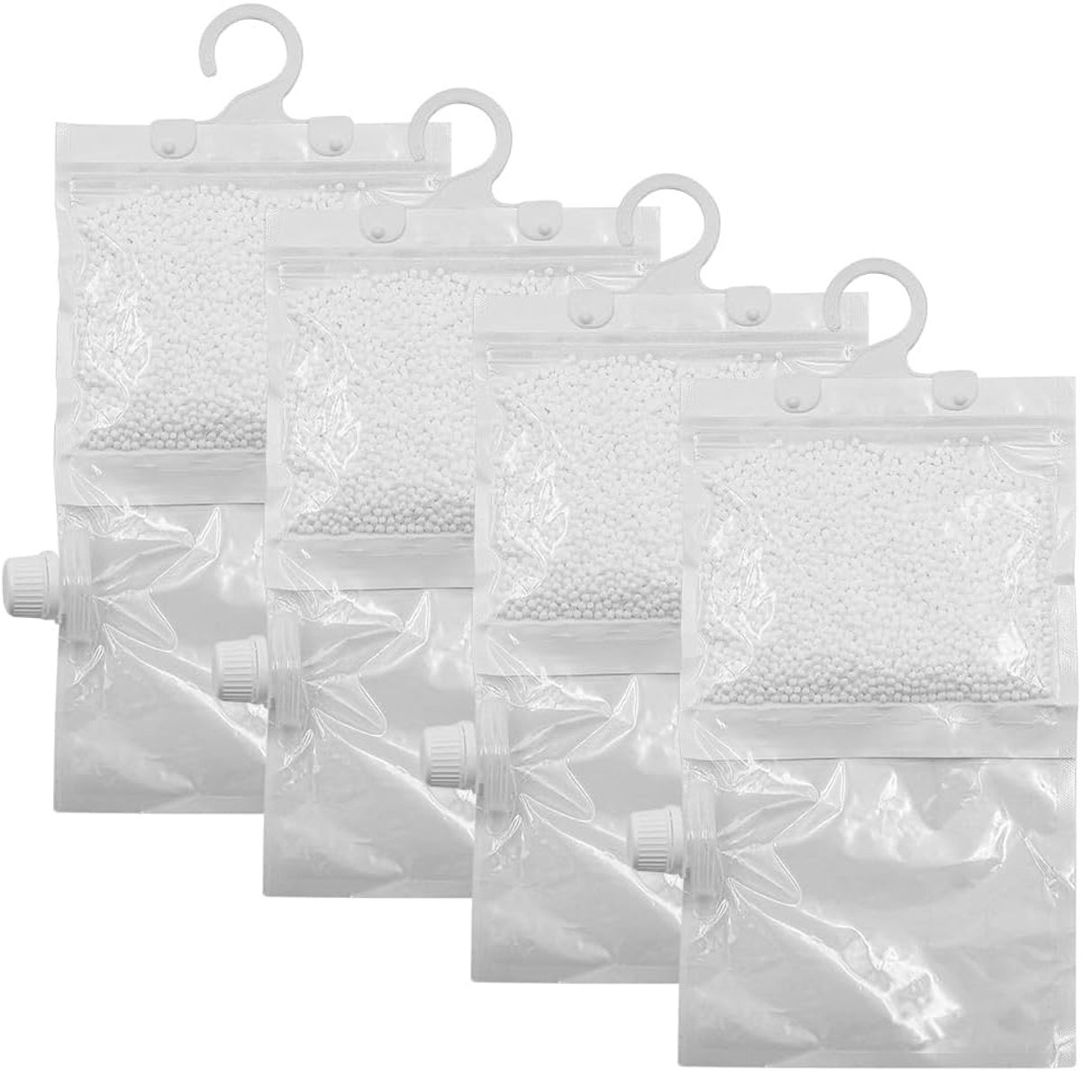 SnelShoppen - Set van 4 Hangende Ontvochtigers voor Kleding, Ideaal voor Vocht, Schimmel en Condensatie in Kast, Woonkamer, Slaapkamer, Keuken, Garage