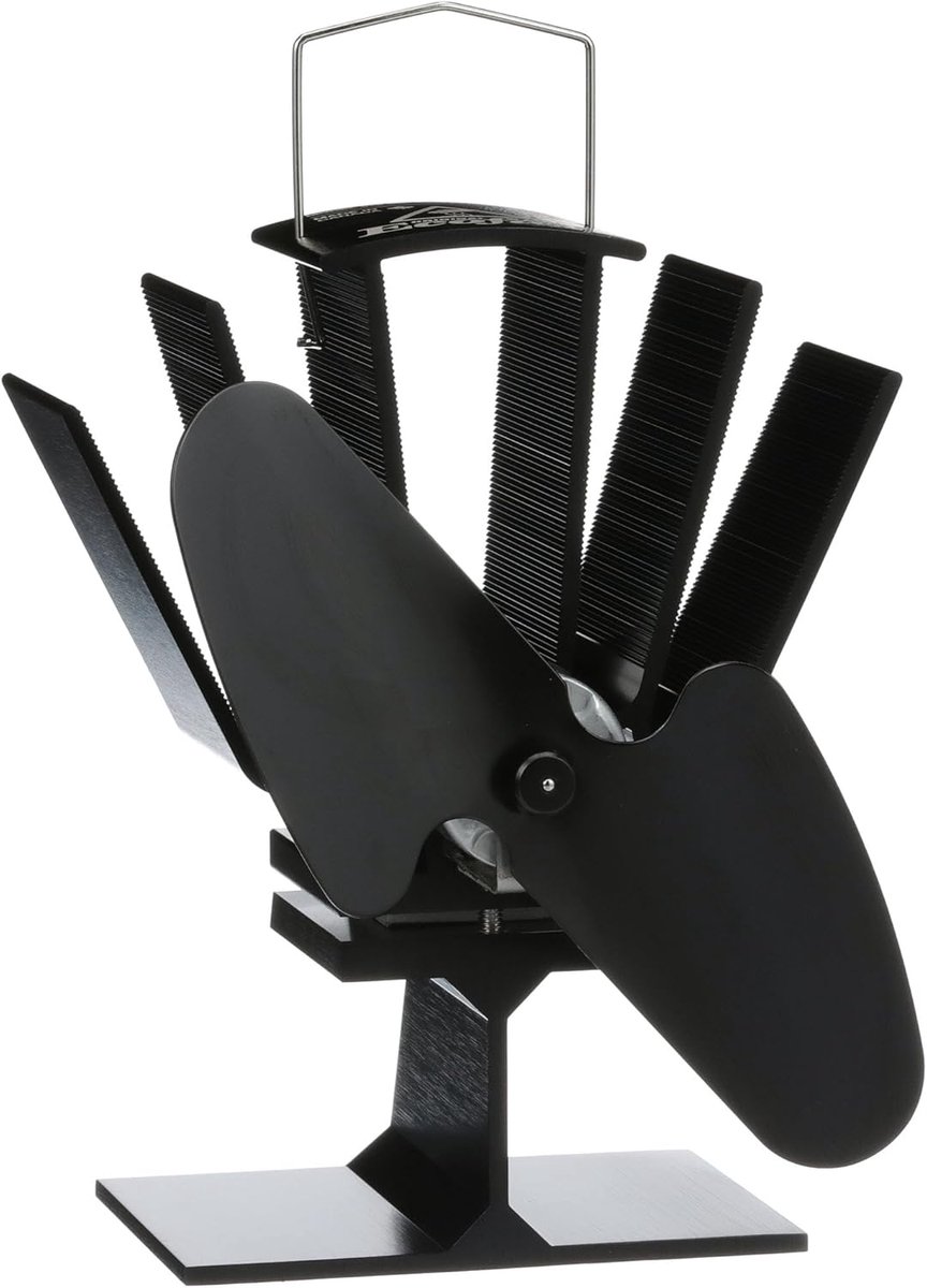 SnelShoppen - Ecofan Mini Houtkachel Ventilator, 85 CFM, Zwart, 16.5 cm Blad, Warmte Aangedreven, Stil, Energiezuinig, Ideaal voor Thuis en Camping