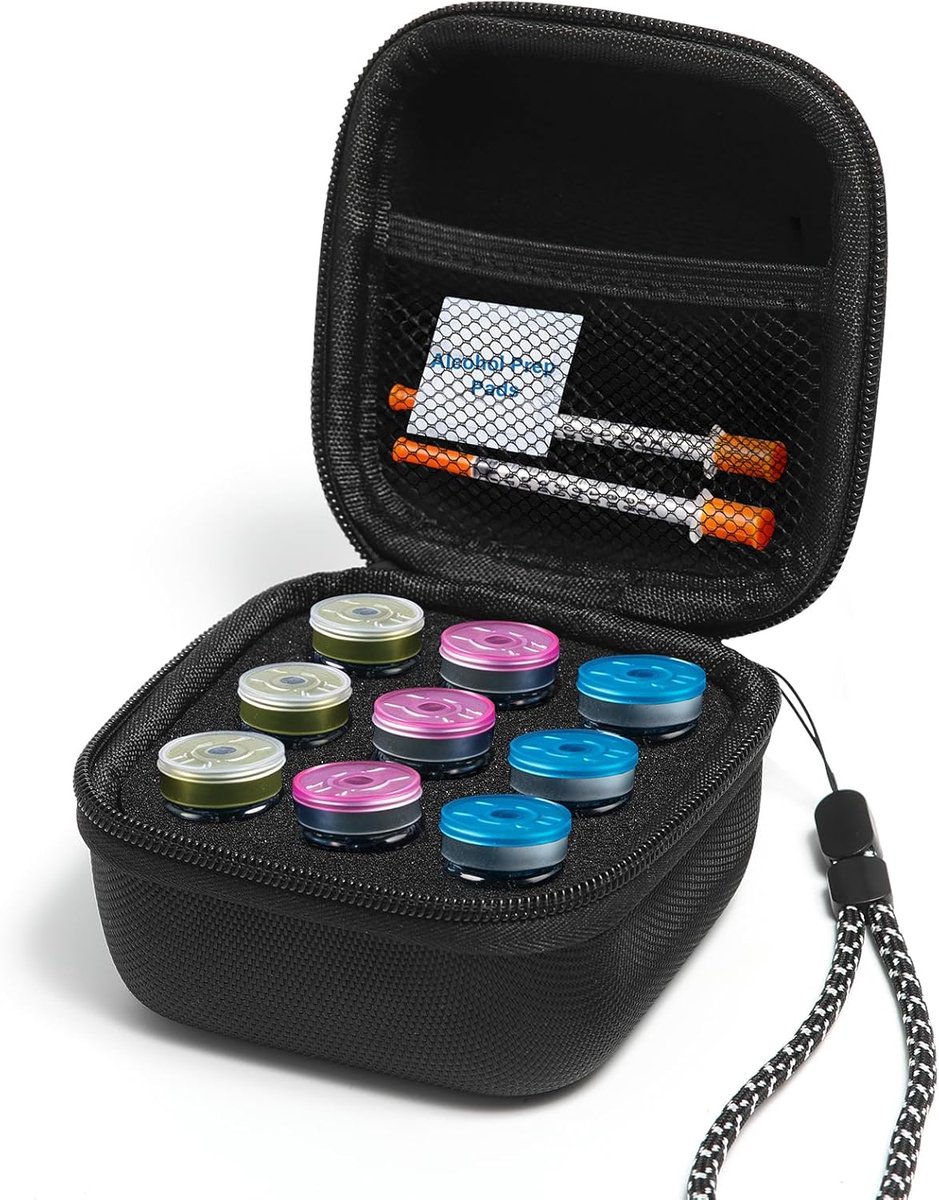 SnelShoppen - Insuline Pen Pouch, Peptide Box Koelkast Ampullarium Klein, Insuline Case Organizer voor 10ml Vials, Ampullen Pouch met Hand Strap Zwart