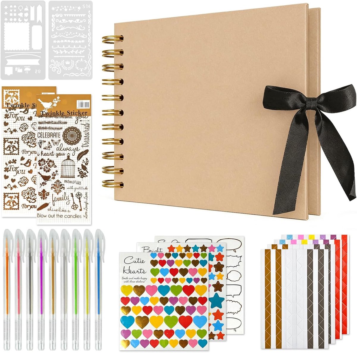 SnelShoppen - DIY Foto Album A5 21.5 x 15 cm Scrapbook met 30 Pagina's, Ruimte voor 60 Foto's, Creatief Foto Boek voor Baby, Bruiloft, Verjaardag, Val