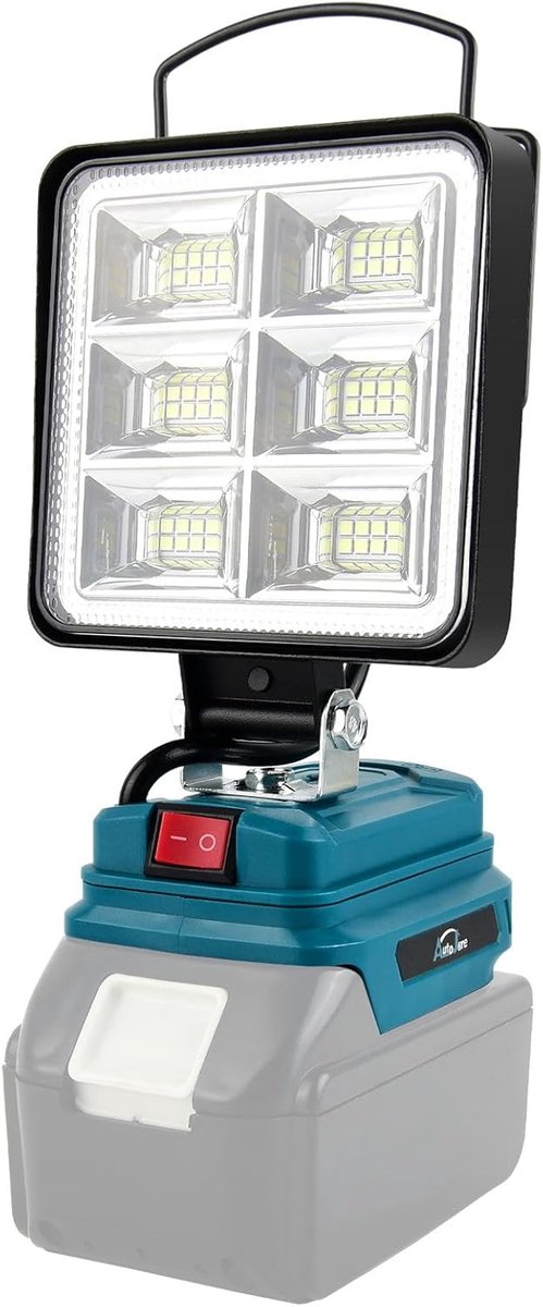 SnelShoppen - 18V 50W Draadloze Spotlight Lamp met 2 USB Opladers en Haken - Multifunctionele LED Werklamp voor Camping, Vissen, Auto Reparatie en Thu