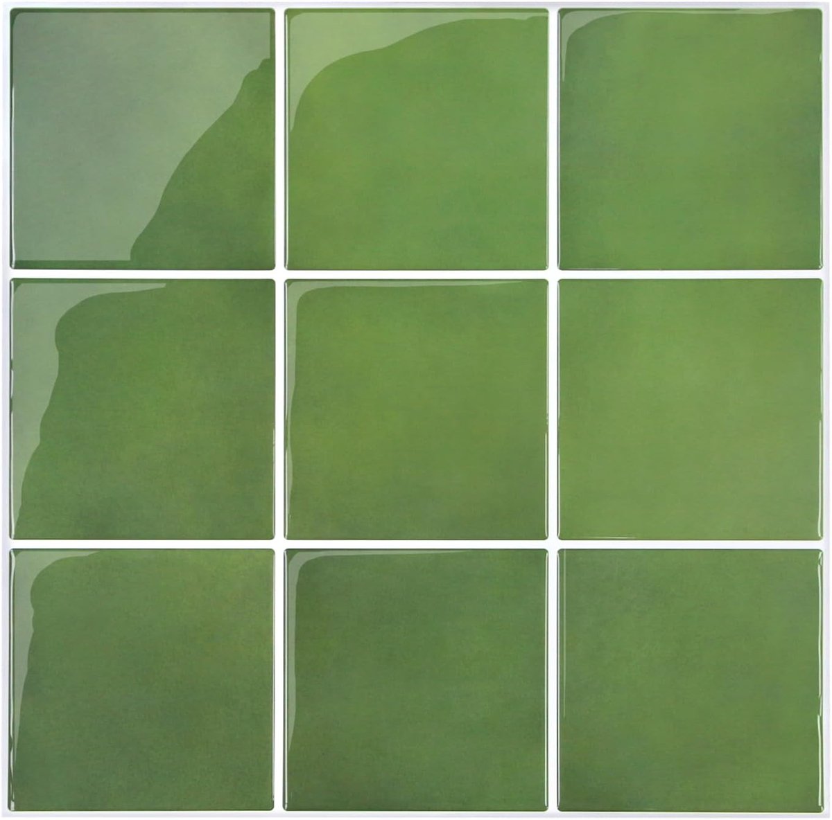 SnelShoppen - 3D Zelfklevende Wandtegels PVC 12x12 Inch Groene Tegels - Set van 10 - Ideaal voor Keuken en Badkamer - Duurzaam en Glanzend