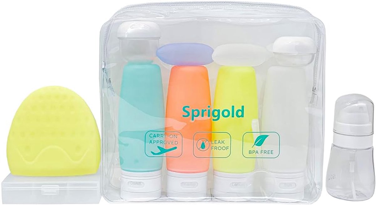 SnelShoppen - 15 Pack Upgrade Leakproof Silicone Travel Bottles Set met Labels, TSA Goedkeuring, BPA-vrij voor Shampoo, Conditioner, Lotion, Reizen, C