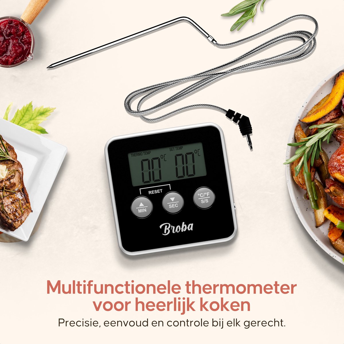 Vleesthermometer BBQ Thermometer - Oventhermometer Keukenthermometer Kookthermometer - Kerntemperatuurmeter Voedselthermometer Kernthermometer - Suikerthermometer Kook Thermometer Vlees Oven Keuken - Temperatuurmeter Digitaal - Barbecue Accessoires — cadeau in Sieraden - foto 6