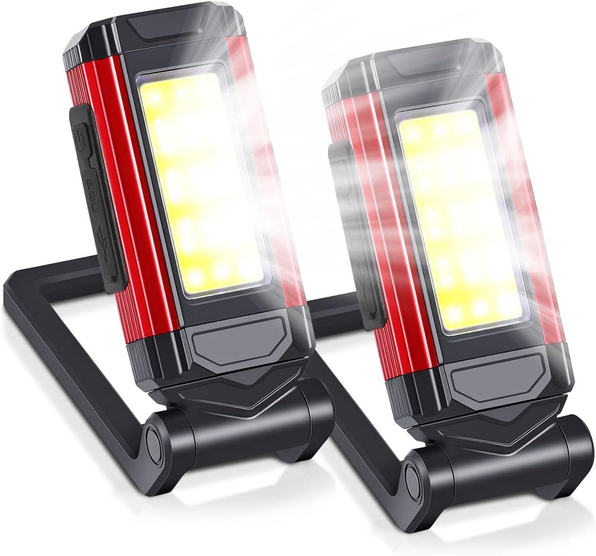 SnelShoppen - Led-werkplaatslamp 2 stuks - Auto-inspectielamp met 7 verlichtingsmodi, 360° draaibare standaard en magnetische voet voor autoreparaties