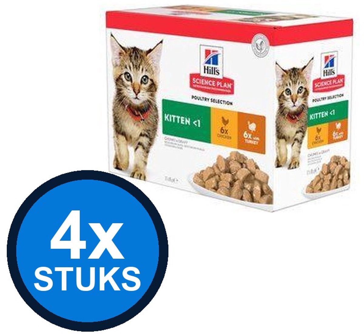 4x Hill's - Science Plan cat kitten poultry sel mp 12x85gr - Kattenvoer - 1.02 kg