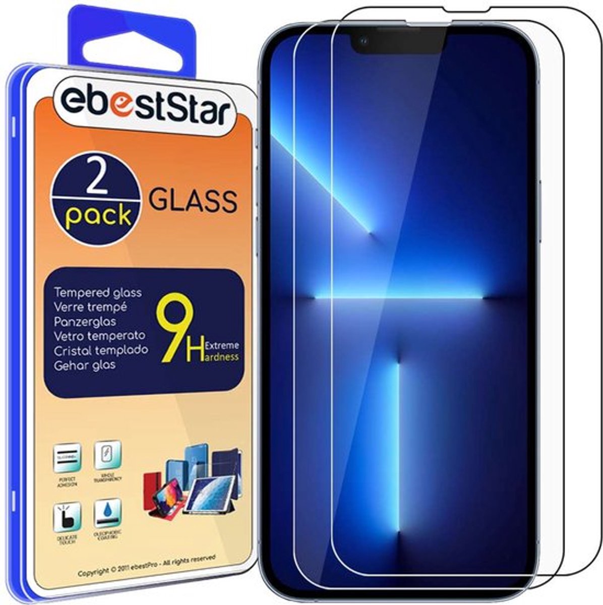 ebestStar - {2 Stuks} Gehard glas geschikt voor iPhone 13 Pro Max Apple, Screen Protector Cover, Schermbeschermer Tempered Glass